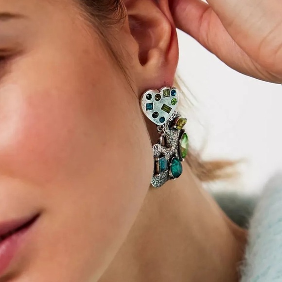 FREE PEOPLE My Everything Dangles (silver/turquoise blue) - Picture 2 of 3